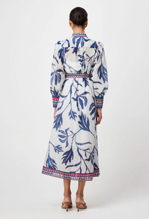 ONCE WAS Tierra Cotton Silk Dress - Palm Shadow Dress - Zabecca Living
