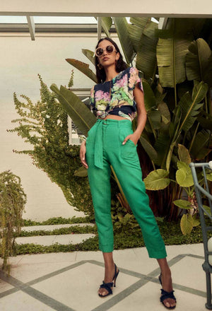 ONCE WAS Transit Linen Viscose Pant - Bay Green PANTS - Zabecca Living