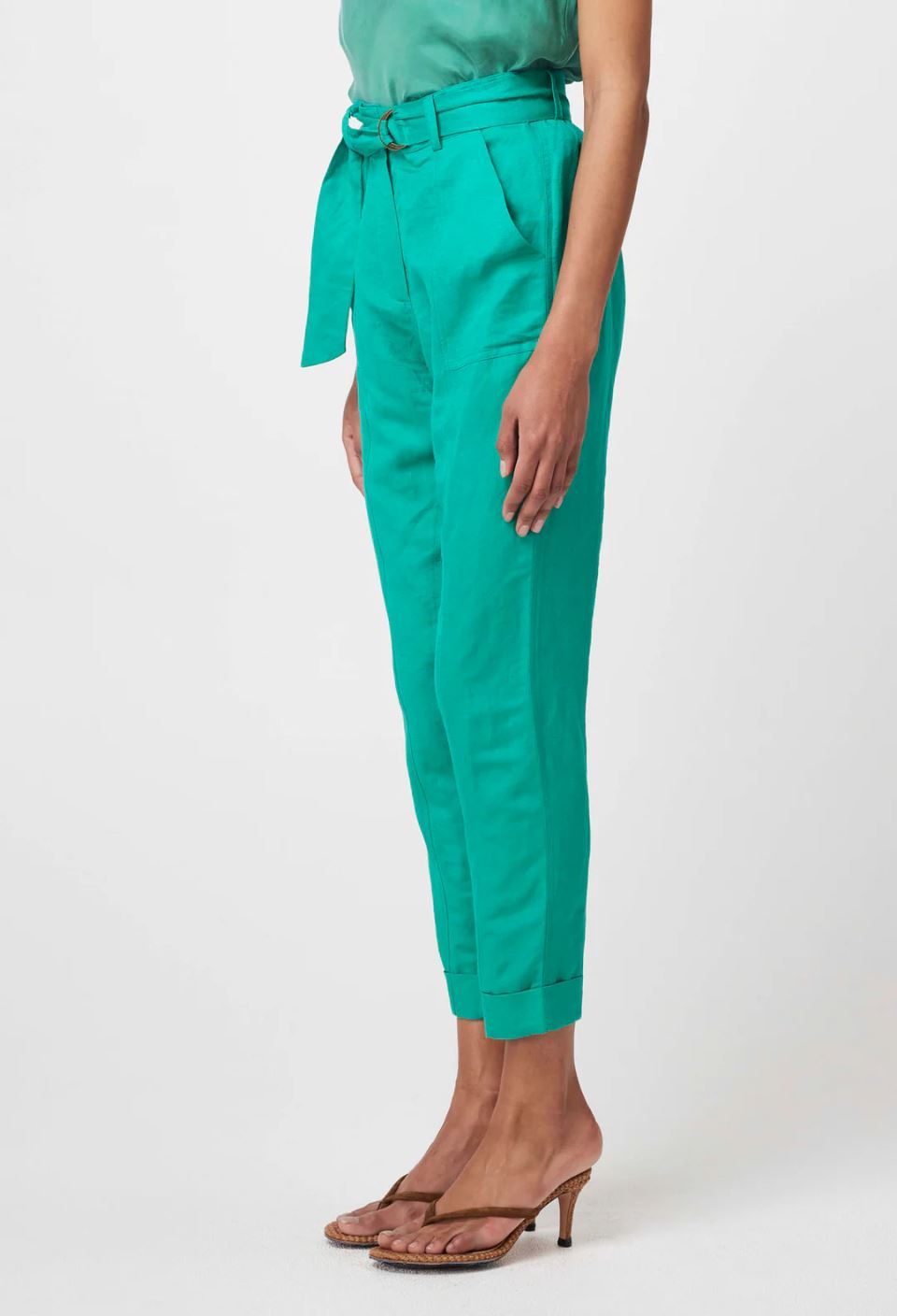 ONCE WAS Transit Linen Viscose Pant - Bay Green PANTS - Zabecca Living