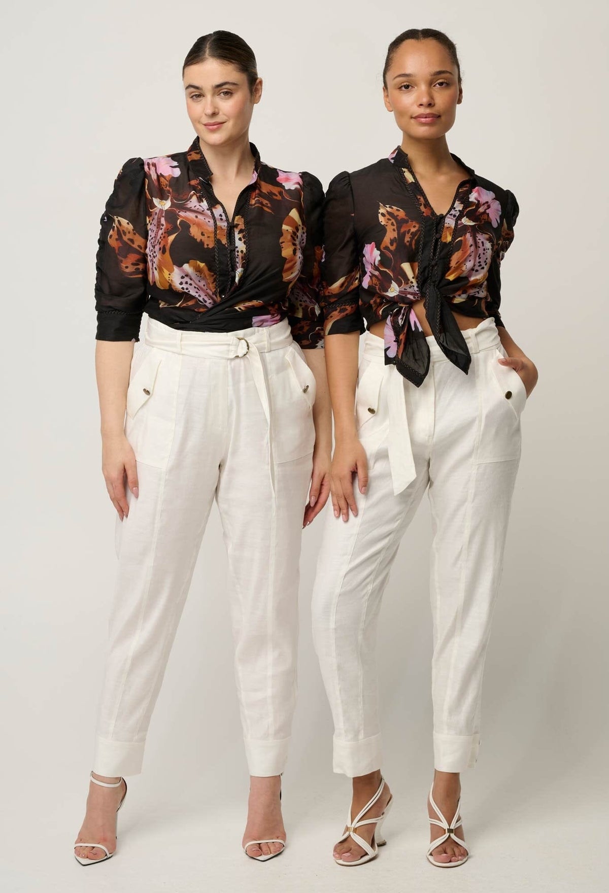 ONCE WAS Trinidad Stretch Linen Viscose Button Cuff Pant - Ivory PANTS - Zabecca Living