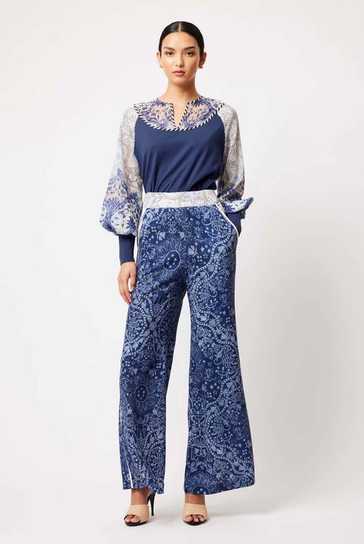 ONCE WAS Venus Linen Viscose Pant - Zodiac Print PANTS - Zabecca Living