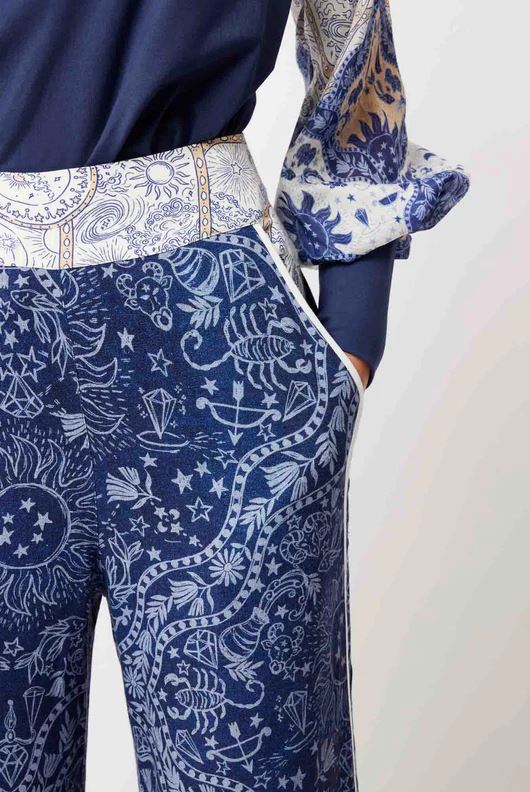 ONCE WAS Venus Linen Viscose Pant - Zodiac Print PANTS - Zabecca Living