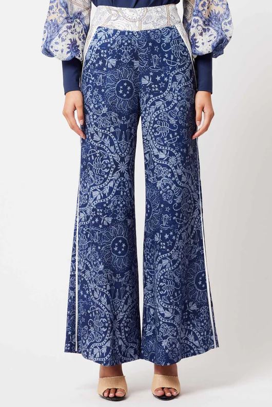 ONCE WAS Venus Linen Viscose Pant - Zodiac Print PANTS - Zabecca Living