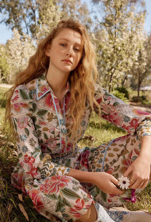 ONCE WAS Wren Lace Cotton Slub Shirt - Azalea Fields Shirts & Blouses - Zabecca Living