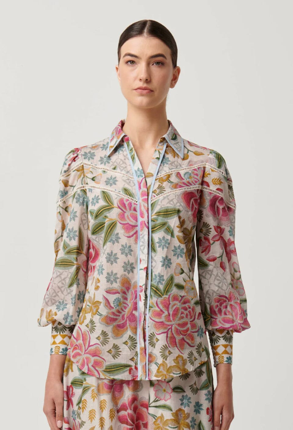 ONCE WAS Wren Lace Cotton Slub Shirt - Azalea Fields Shirts & Blouses - Zabecca Living