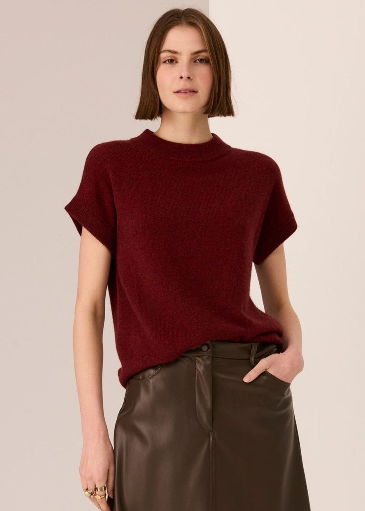 POL Astor Turtleneck Tee - Wine Jumpers + Knitwear - Zabecca Living