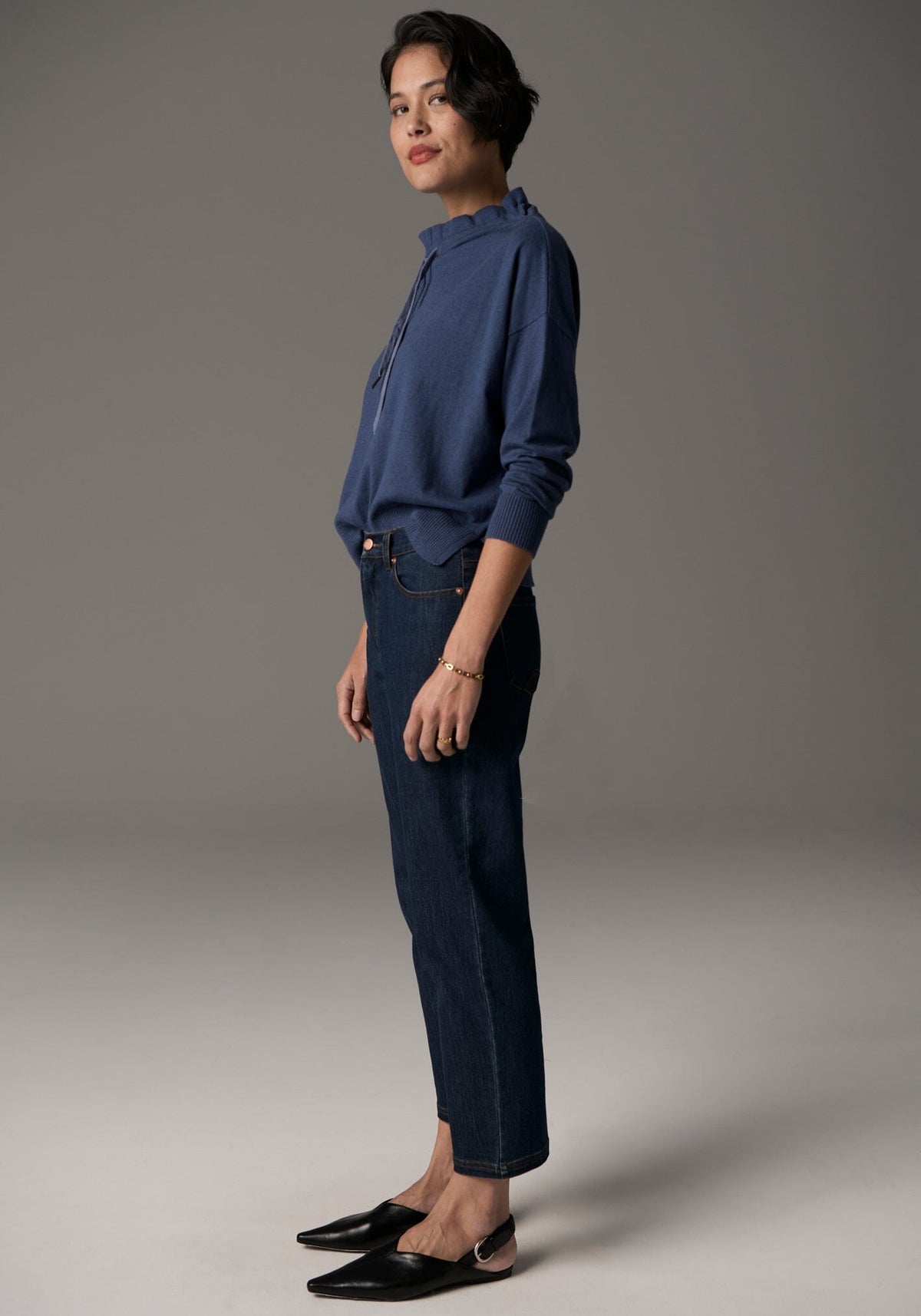 POL Beech Drawcord Knit - Blue Jumpers + Knitwear - Zabecca Living