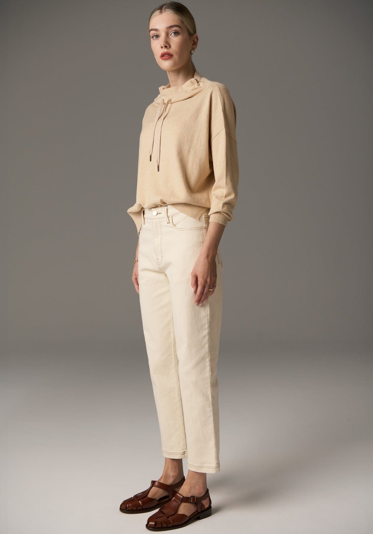 POL Beech Drawcord Knit - Pebble Jumpers + Knitwear - Zabecca Living