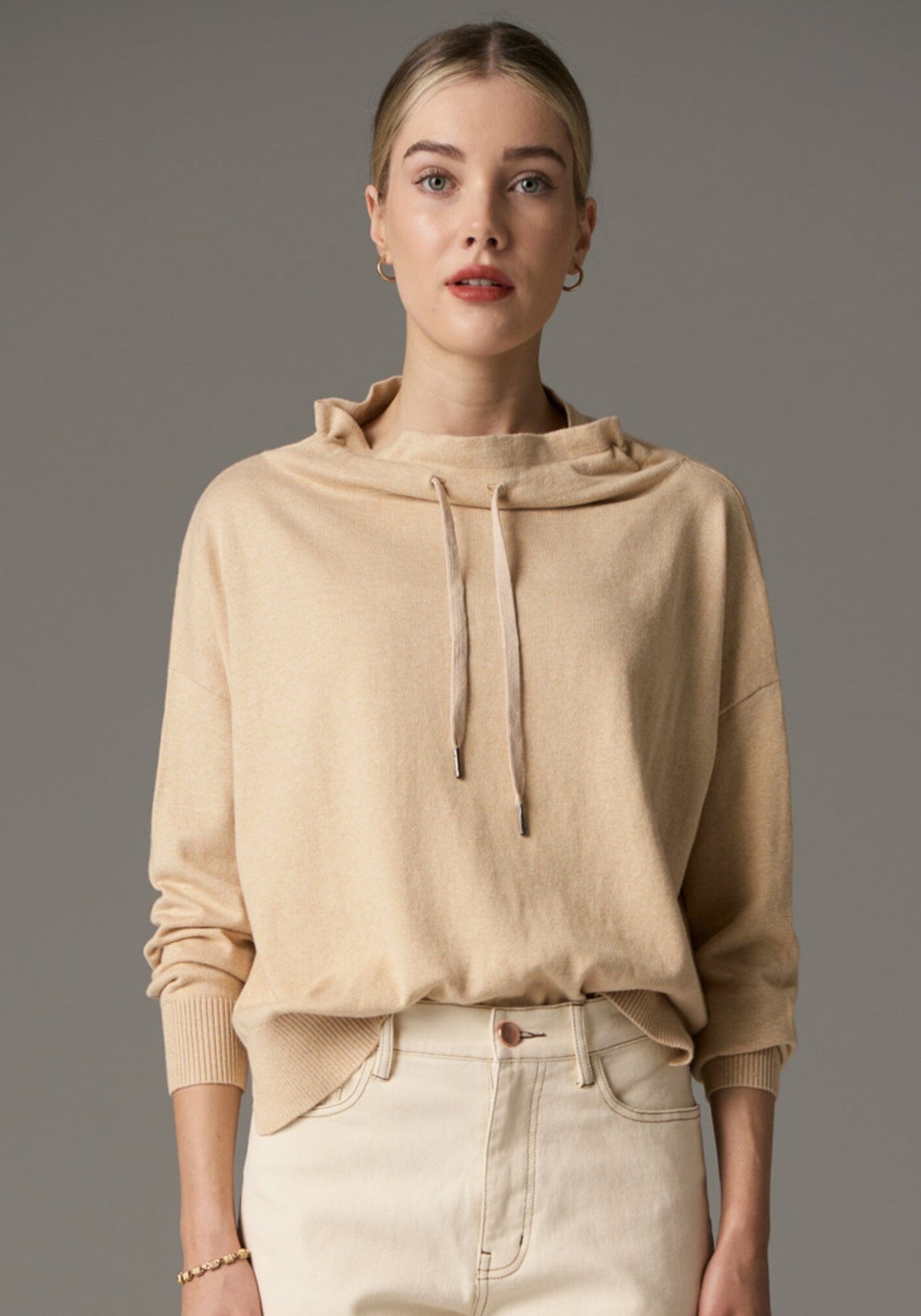 POL Beech Drawcord Knit - Pebble Jumpers + Knitwear - Zabecca Living