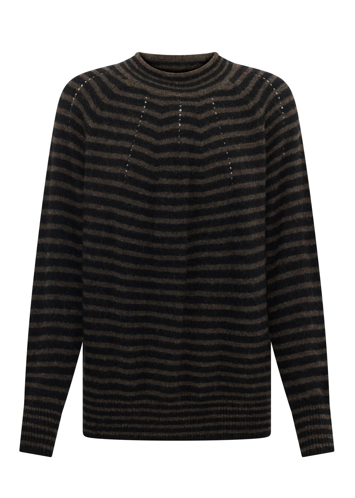 POL Carmel Stripe Knit - Black/Choc Jumpers + Knitwear - Zabecca Living