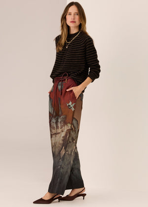 POL Carmel Stripe Knit - Black/Choc Jumpers + Knitwear - Zabecca Living