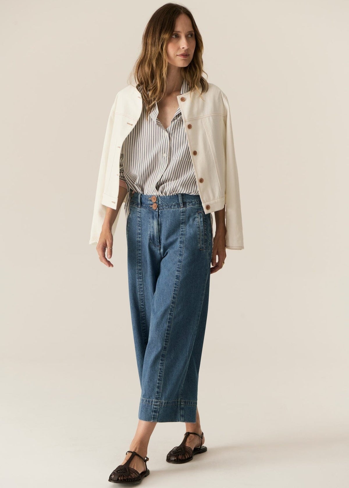 POL Carsen Denim Jacket - Ecru Jackets - Zabecca Living