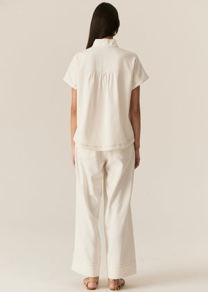 POL Carsen Denim Shirt - Ecru Shirts & Blouses - Zabecca Living