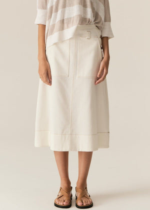 POL Carsen Denim Skirt - Ecru Skirt - Zabecca Living