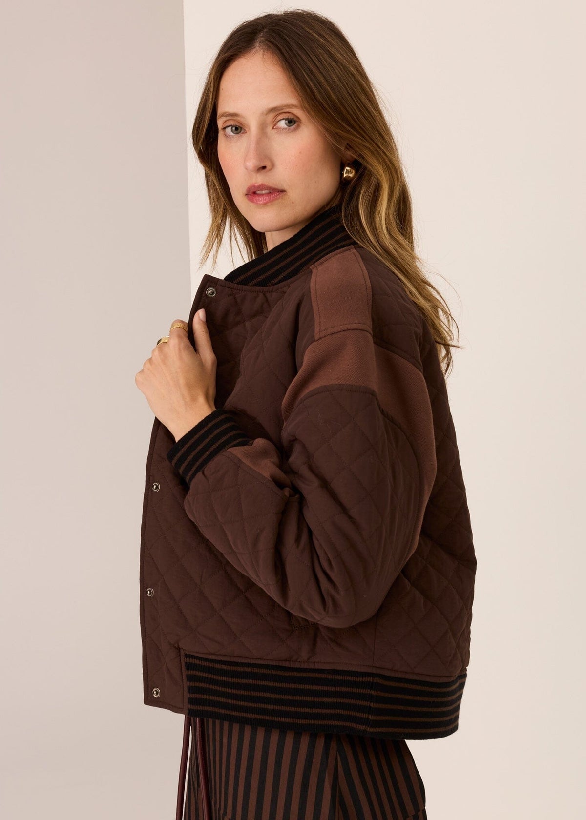 POL Cassidy Varsity Jacket - Chocolate Jackets - Zabecca Living