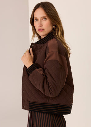 POL Cassidy Varsity Jacket - Chocolate Jackets - Zabecca Living