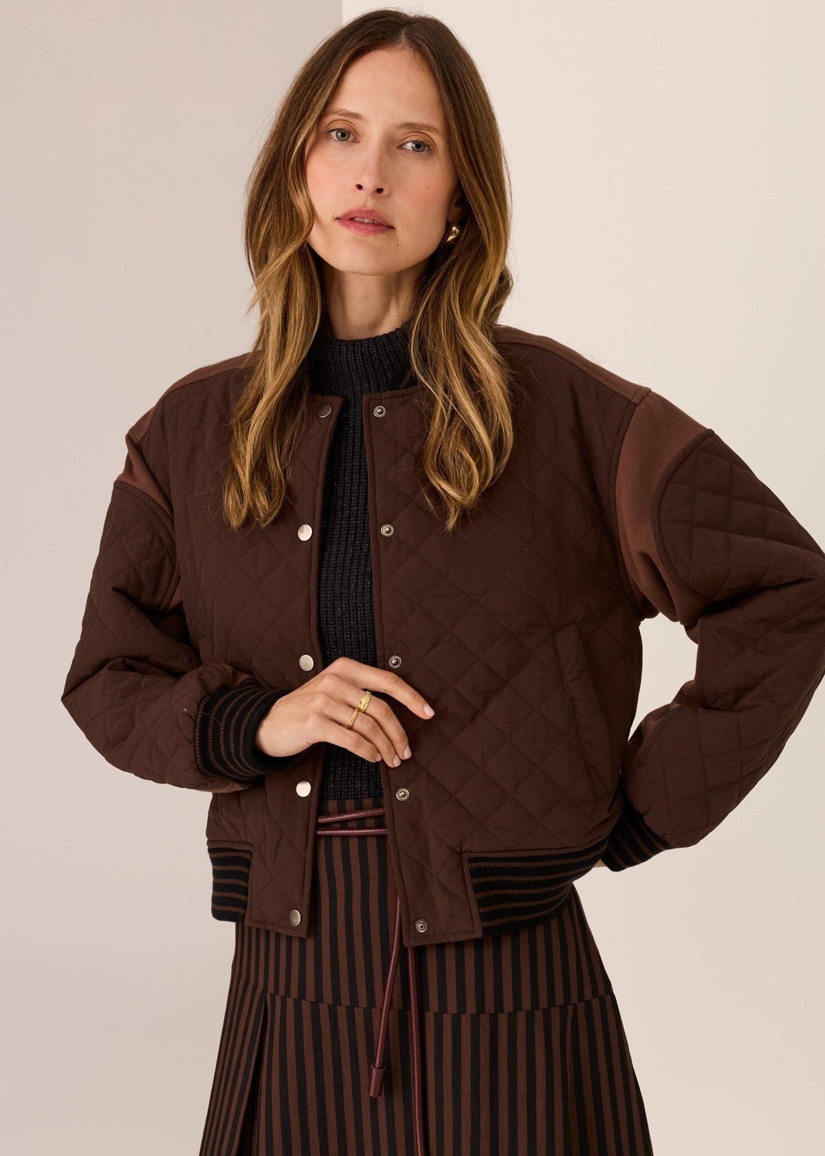 POL Cassidy Varsity Jacket - Chocolate Jackets - Zabecca Living