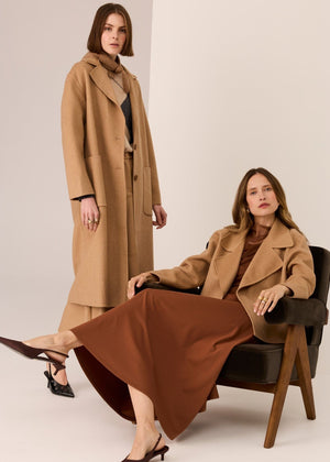 POL Cohen Long Coat - Camel Jumpers + Knitwear - Zabecca Living