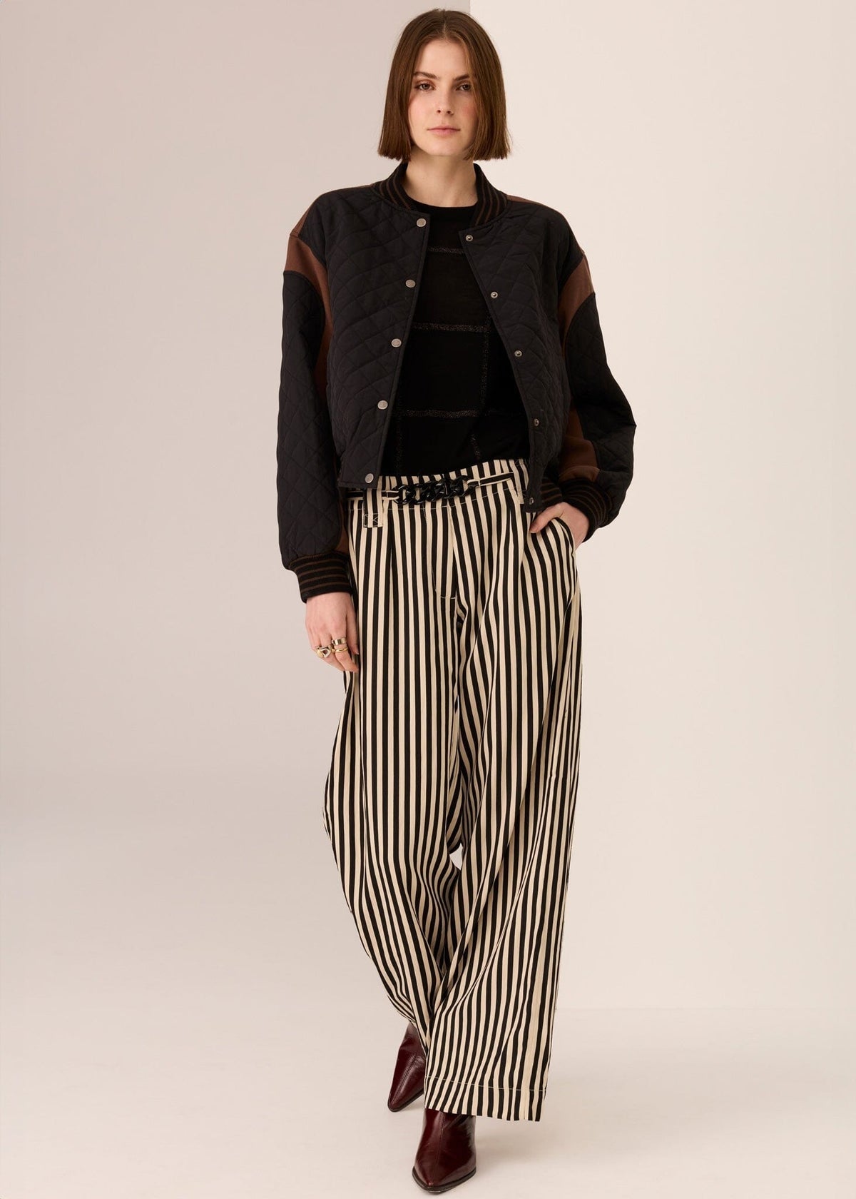 POL Dara Belted Pant - Ivory Black PANTS - Zabecca Living