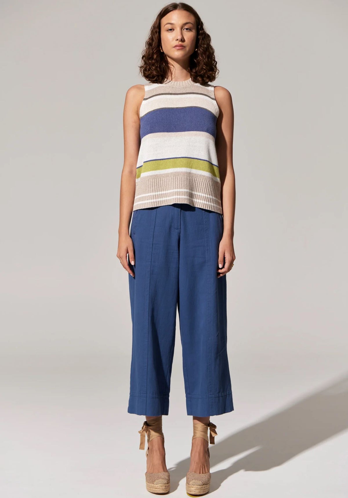 POL Estel Stripe Knit Tank - Blue Multi Tank - Zabecca Living