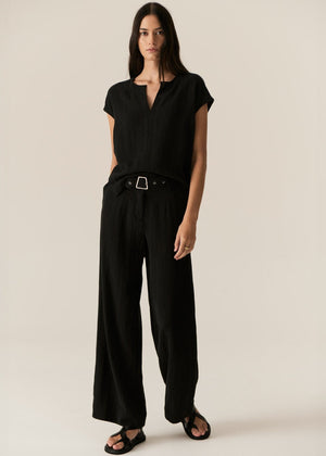 POL Faire Belted Pant -Black PANTS - Zabecca Living