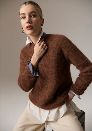 POL Finlay Crew Knit - Rust Jumpers + Knitwear - Zabecca Living
