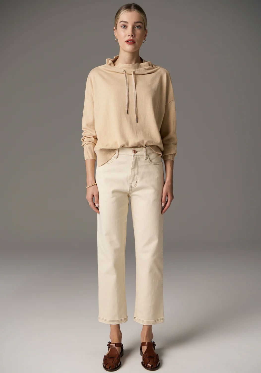 POL Harper Straight Leg Crop Jean - Ivory JEANS - Zabecca Living