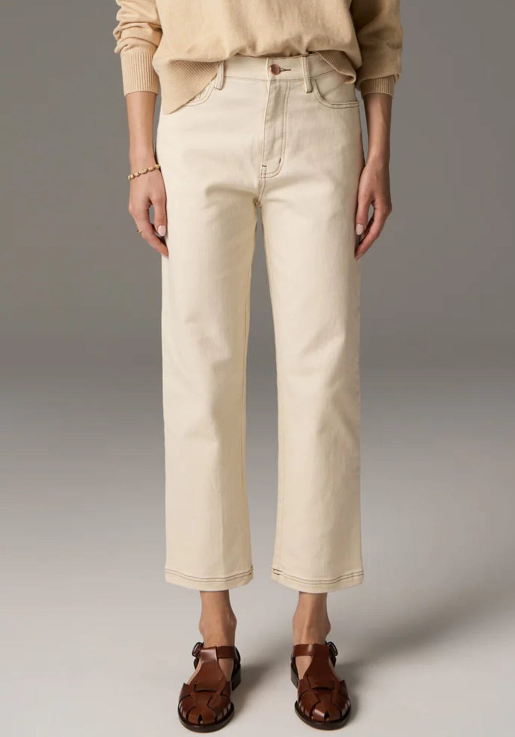 POL Harper Straight Leg Crop Jean - Ivory JEANS - Zabecca Living