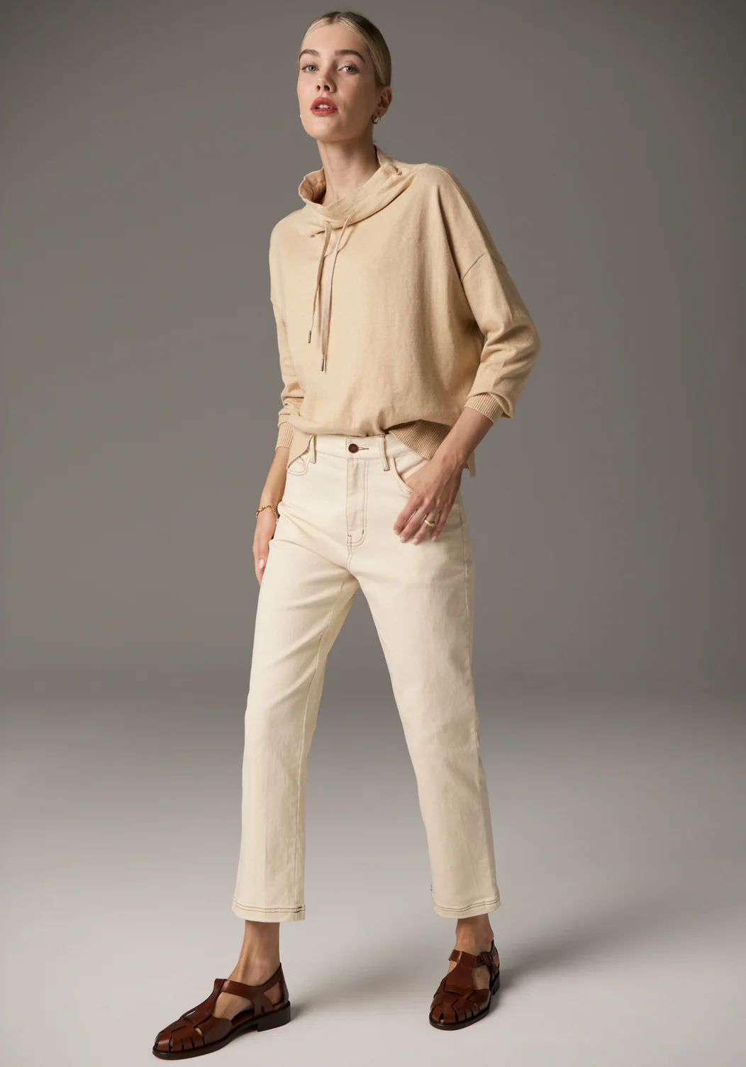 POL Harper Straight Leg Crop Jean - Ivory JEANS - Zabecca Living