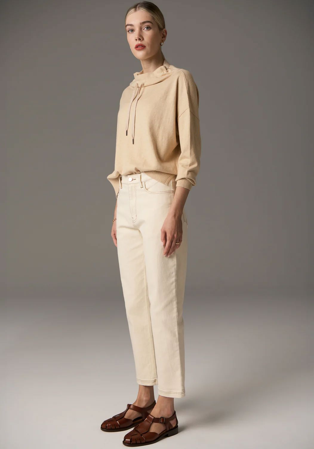 POL Harper Straight Leg Crop Jean - Ivory JEANS - Zabecca Living