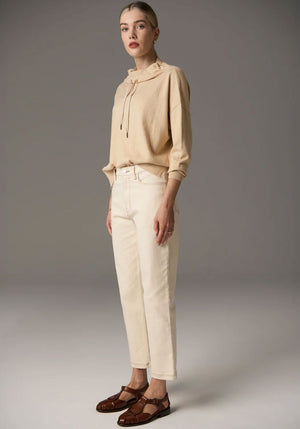 POL Harper Straight Leg Crop Jean - Ivory JEANS - Zabecca Living