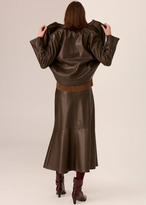 POL Hugo Zip Crop Jacket - Chocolate Jackets - Zabecca Living