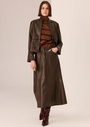 POL Hugo Zip Crop Jacket - Chocolate Jackets - Zabecca Living