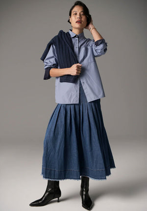 POL Indus Shirt - Blue / Ink Shirts & Blouses - Zabecca Living