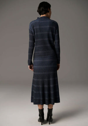 POL Lara Knit Stripe Skirt - Charcoal / Blue Skirt - Zabecca Living