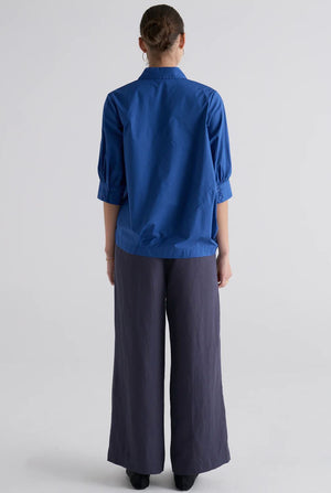 POL Louie Draped Shirt - Marine Shirts & Blouses - Zabecca Living