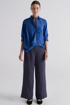 POL Louie Draped Shirt - Marine Shirts & Blouses - Zabecca Living