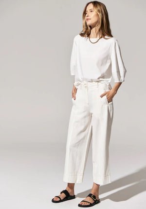 POL Miley Crop Pant - White PANTS - Zabecca Living