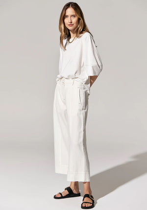 POL Miley Crop Pant - White PANTS - Zabecca Living