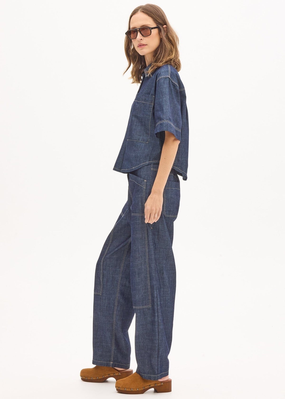 POL Muhle Denim Shirt - Dark Wash Shirts & Blouses - Zabecca Living