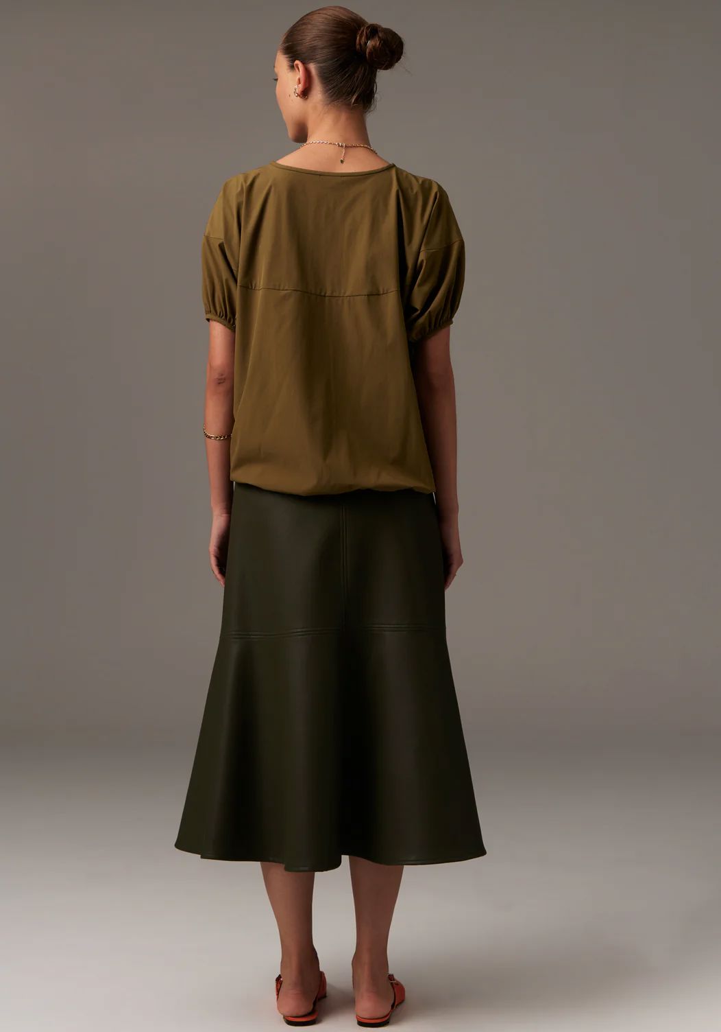 POL Ollie Faux Leather Skirt - Khaki Dress - Zabecca Living