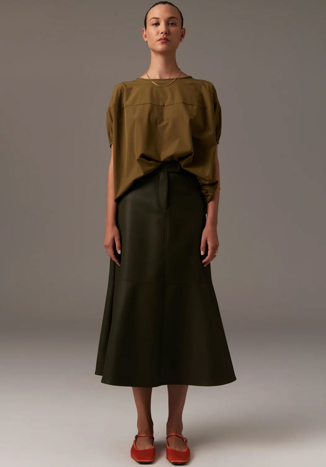 POL Ollie Faux Leather Skirt - Khaki Dress - Zabecca Living