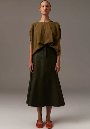 POL Ollie Faux Leather Skirt - Khaki Dress - Zabecca Living