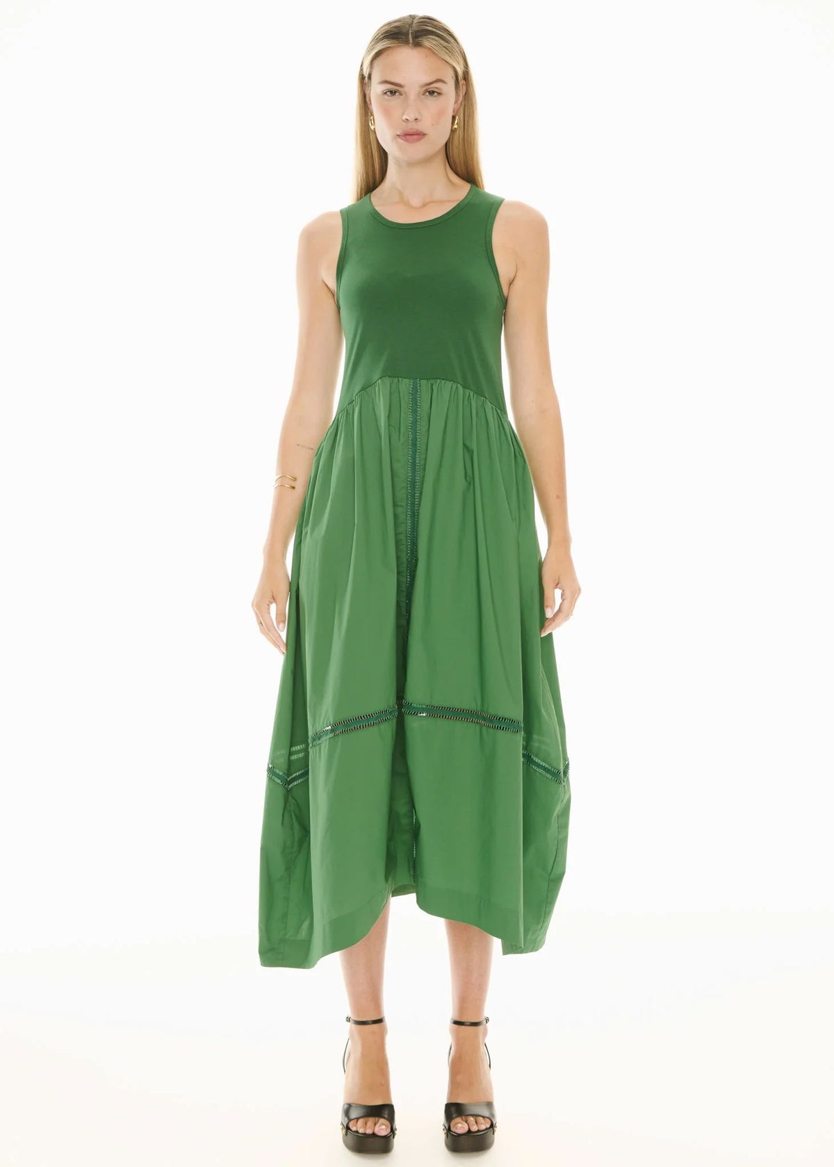 POL Orlo Lace Tank Dress - Green Dress - Zabecca Living