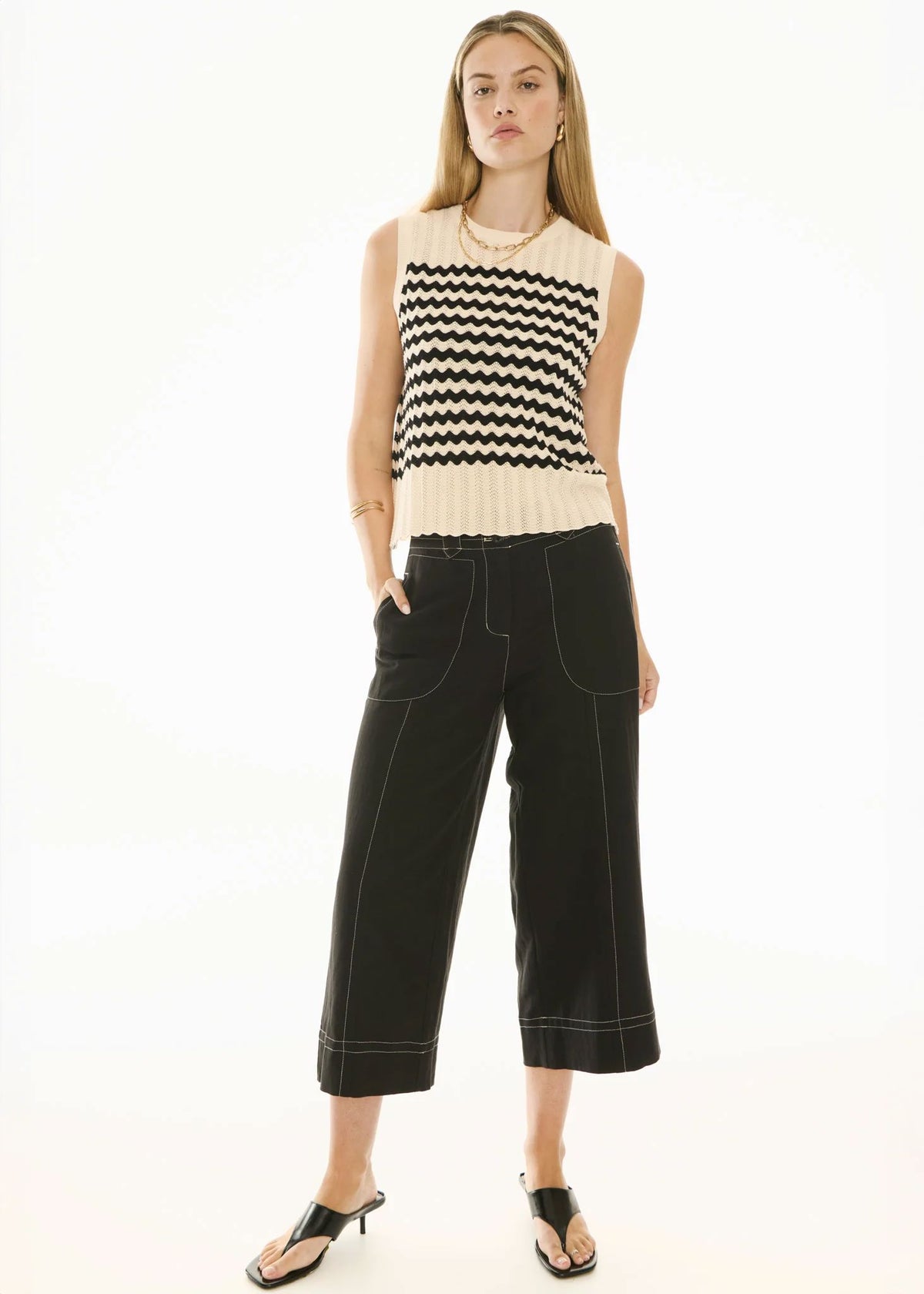 POL Oskar Cropped Pant - Dark Blue PANTS - Zabecca Living