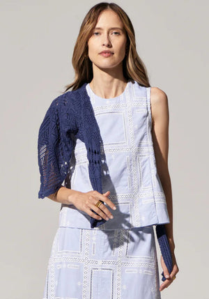 POL Paco Pointelle Cardigan - Ink CARDIGAN - Zabecca Living