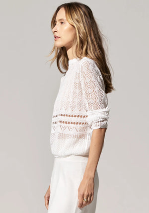 POL Paco Pointelle Cardigan - White CARDIGAN - Zabecca Living