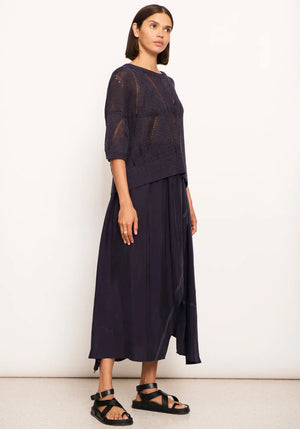 POL Pier Pointelle Knit Tee - Ink Jumpers + Knitwear - Zabecca Living