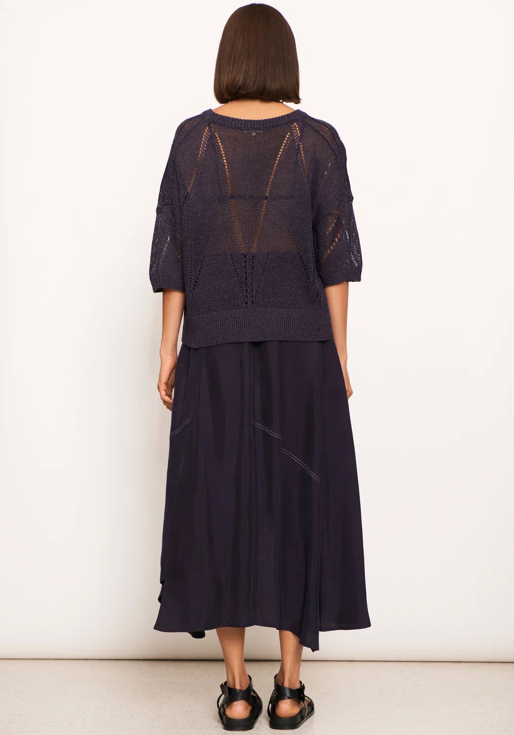 POL Pier Pointelle Knit Tee - Ink Jumpers + Knitwear - Zabecca Living