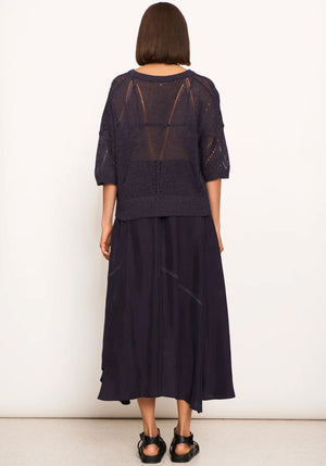POL Pier Pointelle Knit Tee - Ink Jumpers + Knitwear - Zabecca Living